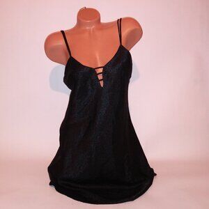 Edgemont Lingerie Chemise Slip Medium Black Leopard Sleeveless Sleepwear Preowne